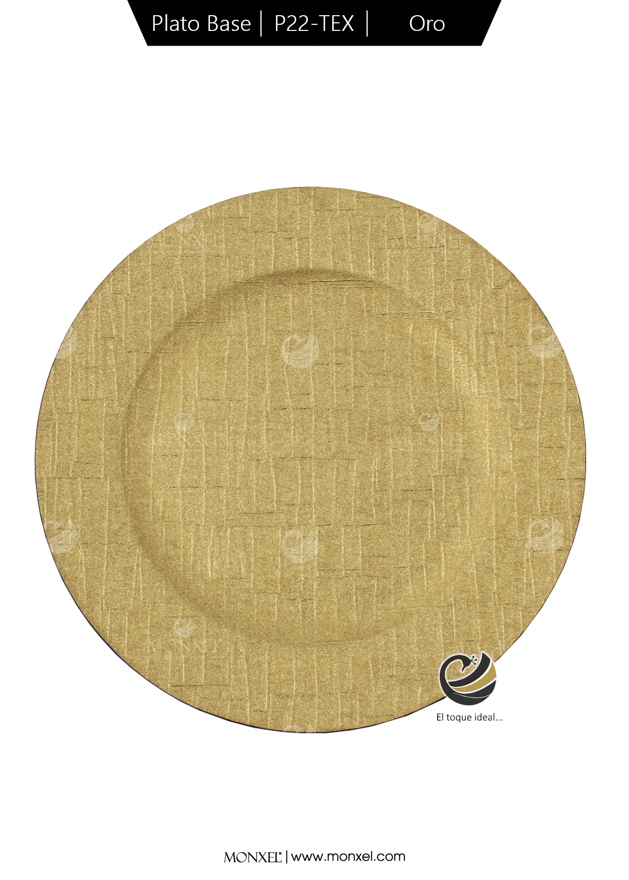 Plato Base P22-TEX Oro 33 cm. (Polipropileno)