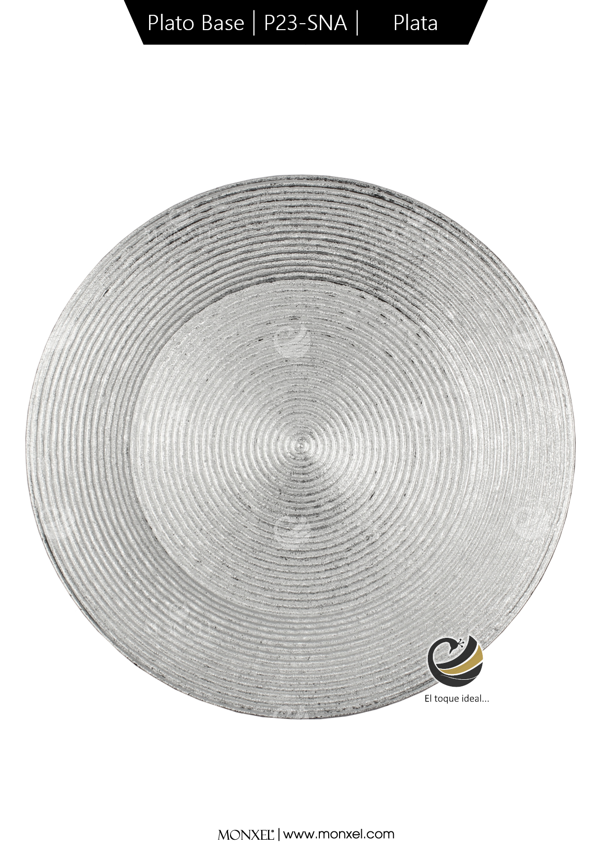 Plato Base P23-SNA Plata 33 cm. (Polipropileno)