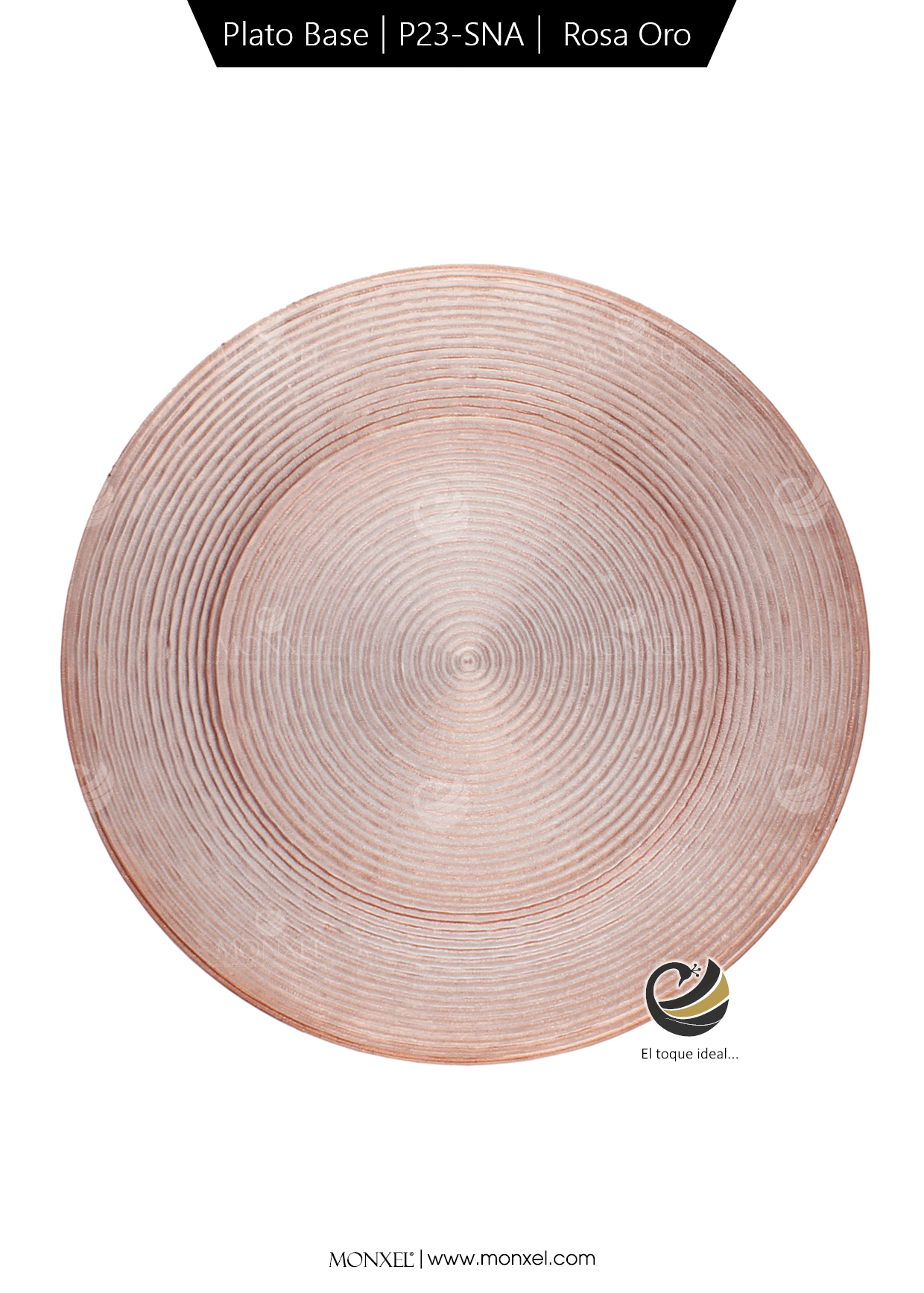 Plato Base P23-SNA Rosa Oro 33 cm. (Polipropileno)
