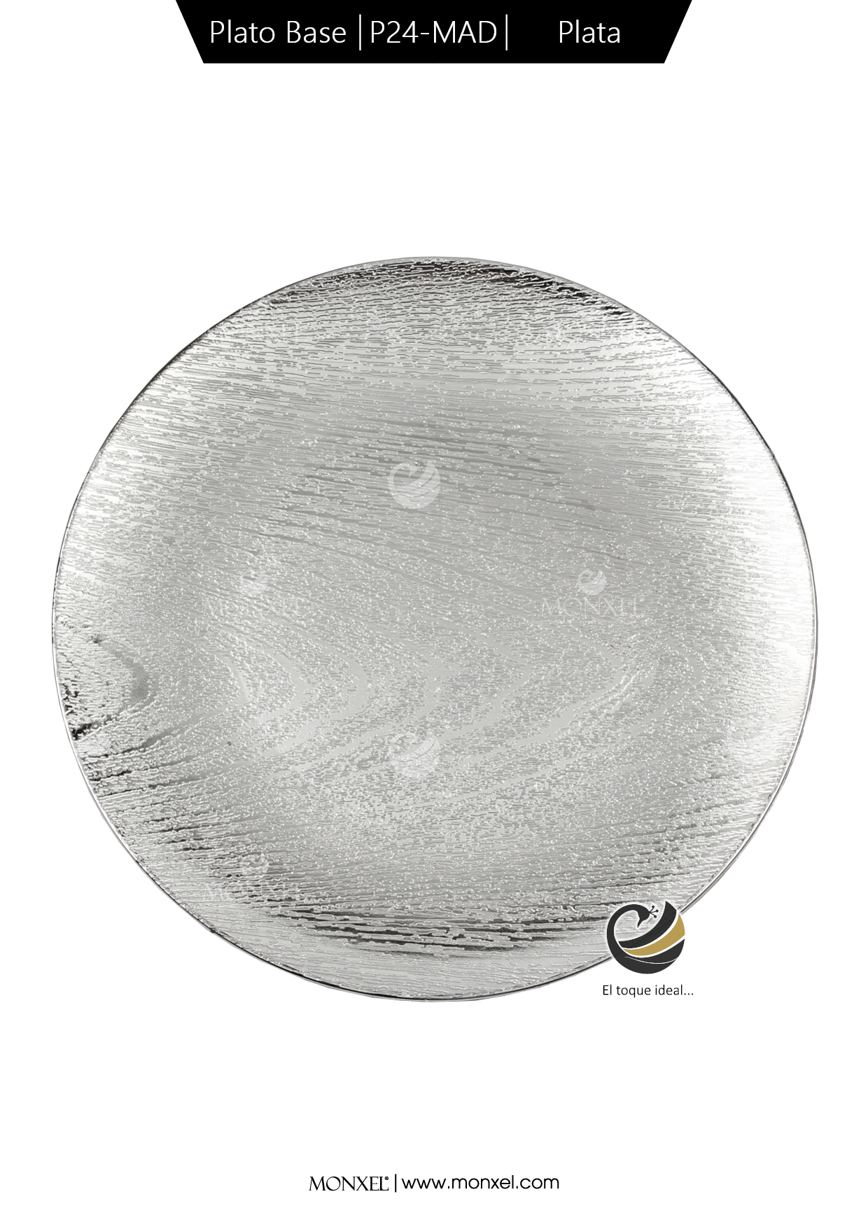 Plato Base P24-MAD Plata 33 cm. (Polipropileno)