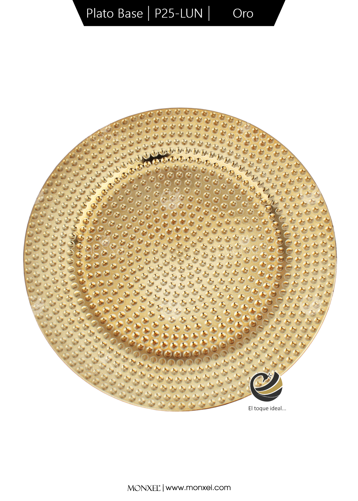 Plato Base P25-LUN Oro 33 cm. (Polipropileno)