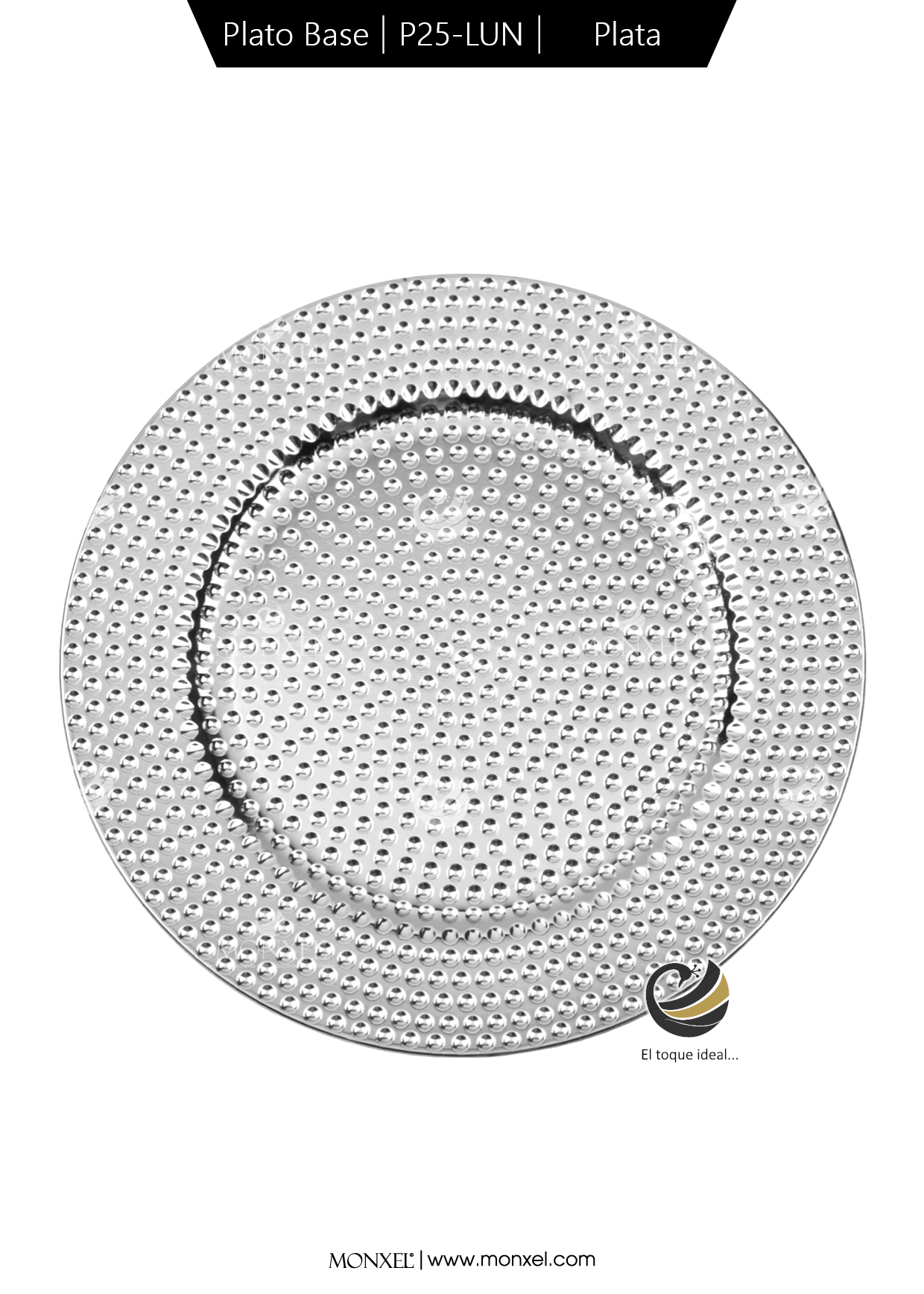 Plato Base P25-LUN Plata 33 cm. (Polipropileno)
