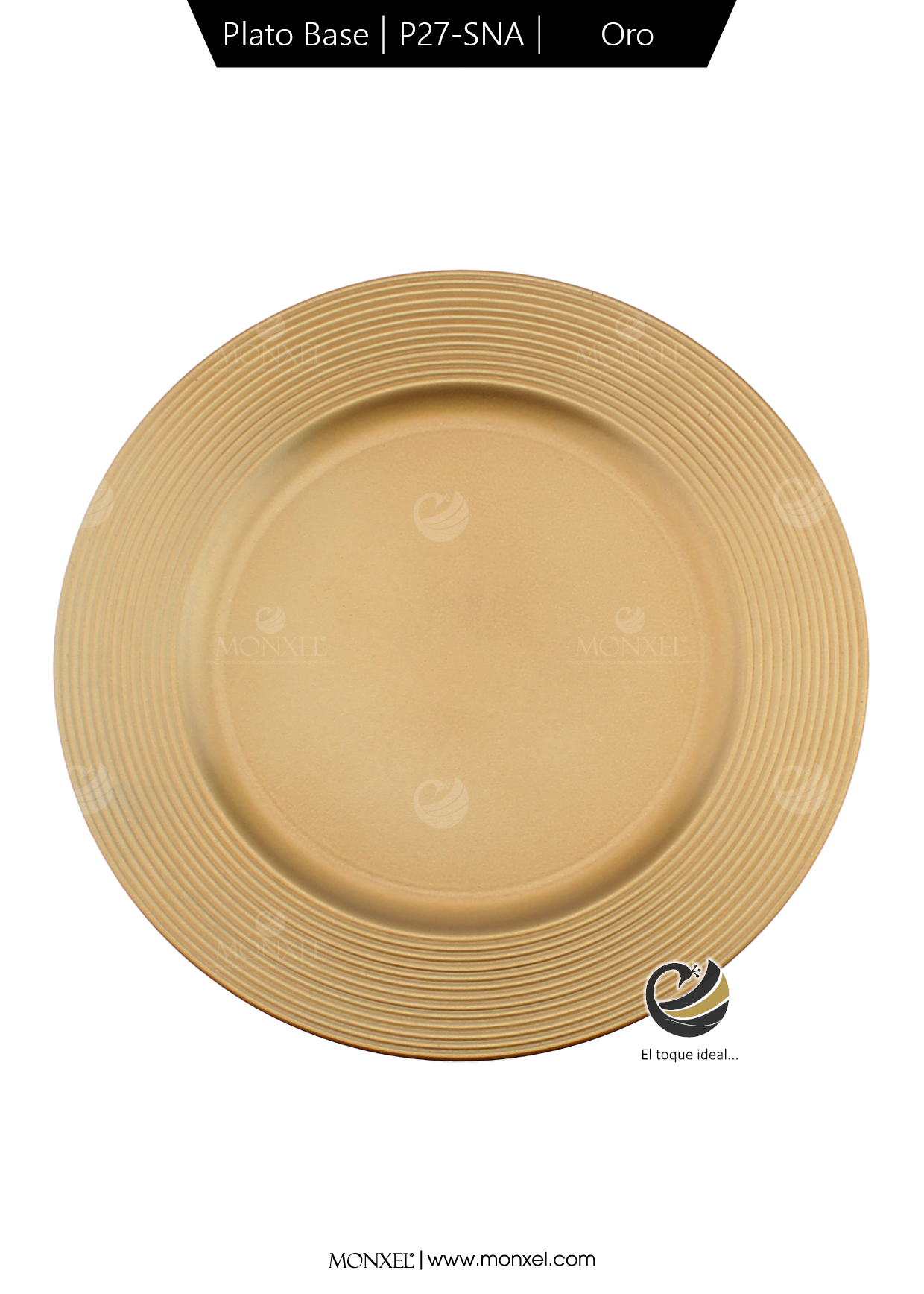 Plato Base P27-SNA Oro 33 cm. (Polipropileno)