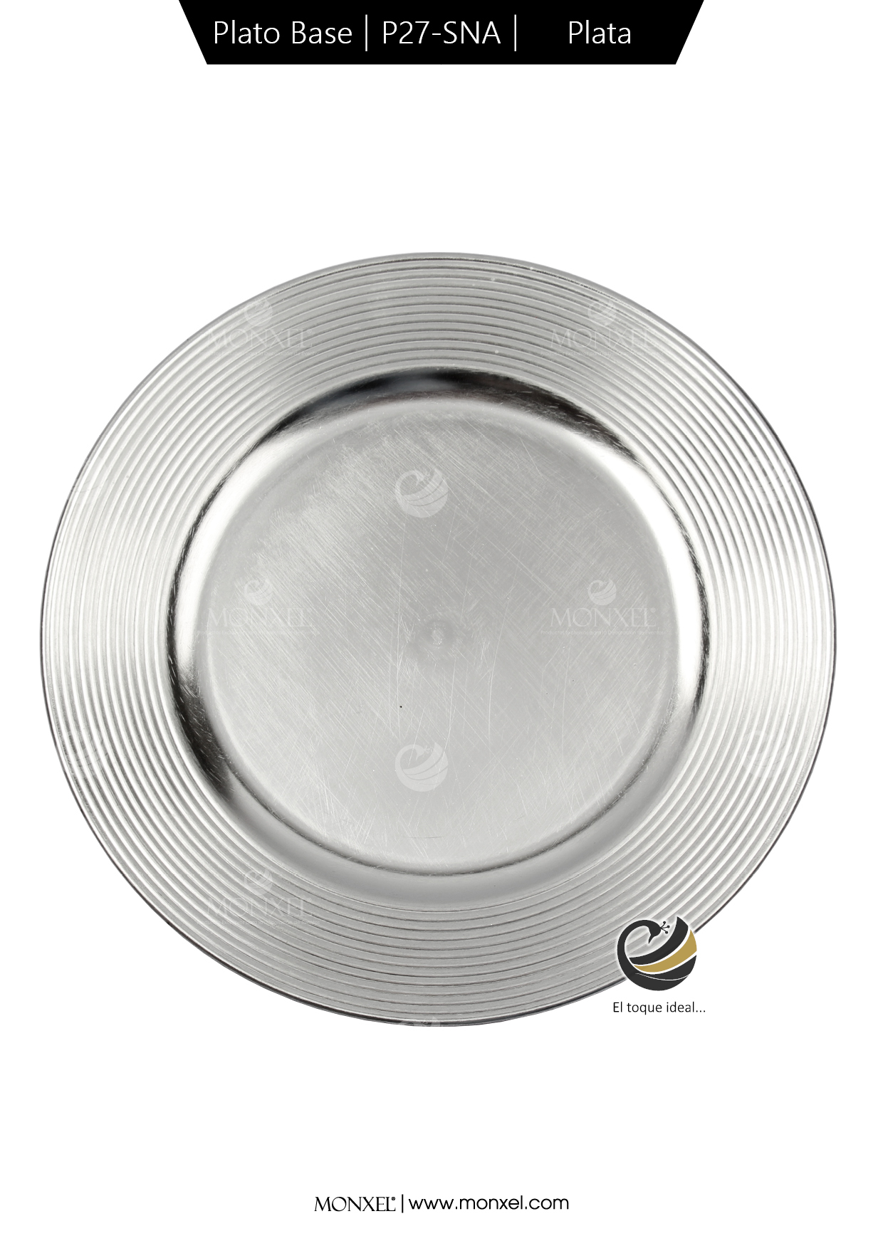 Plato Base P27-SNA Plata 33 cm. (Polipropileno)
