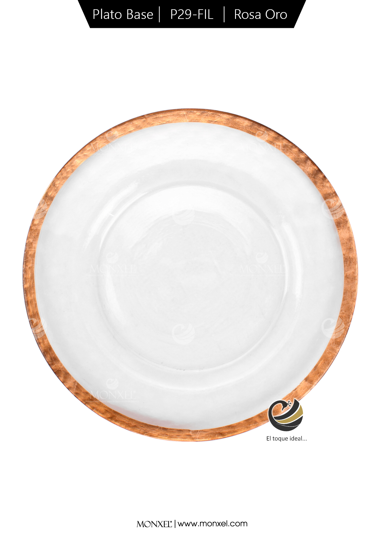 Plato Base P29-FIL Rosa Oro 33cm (Cristal)