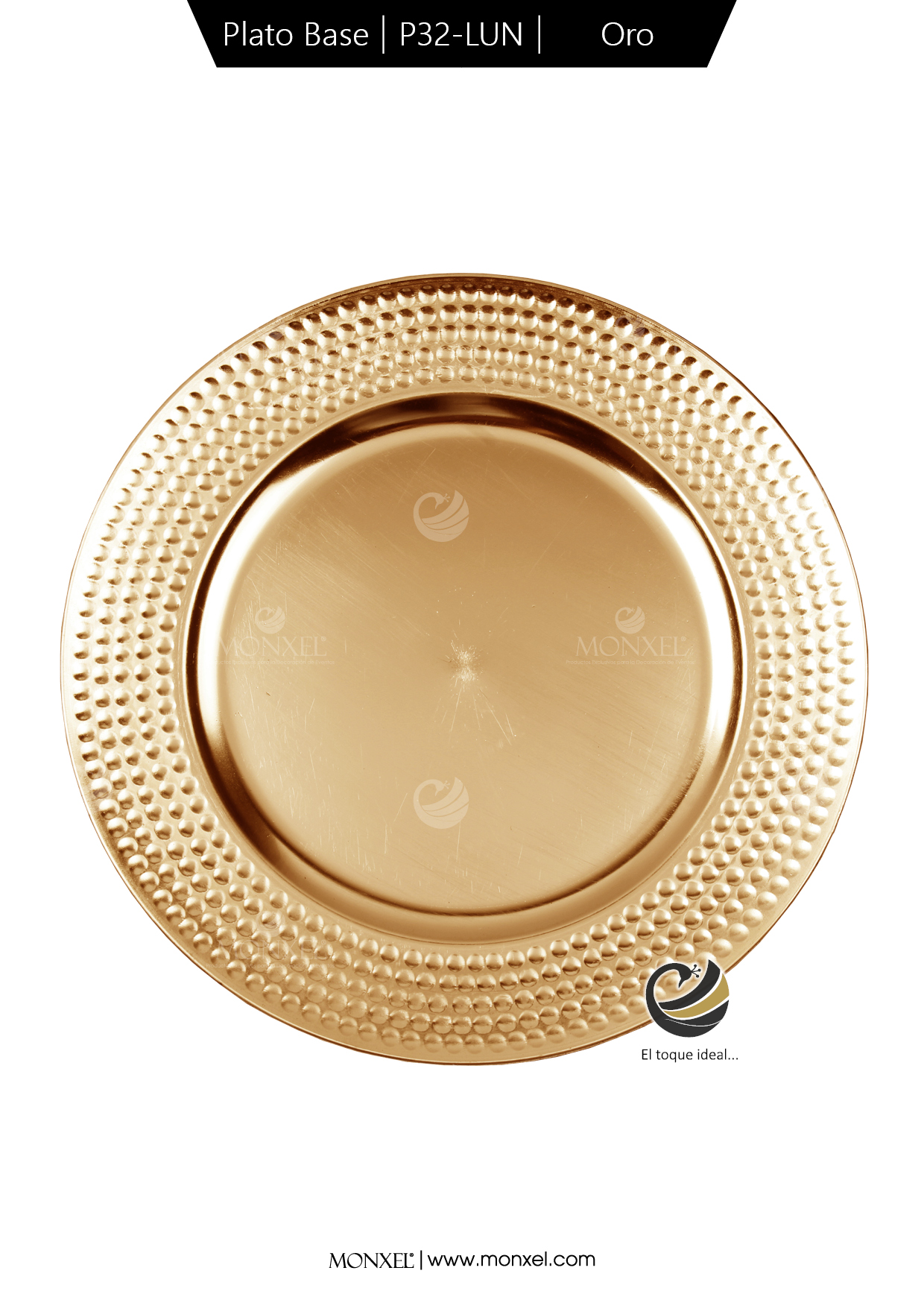 Plato Base P32-LUN Oro 33 cm. (Polipropileno)