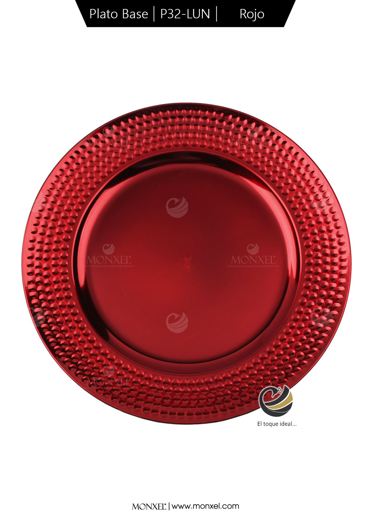 Plato Base P32-LUN Rojo 33 cm. (Polipropileno)