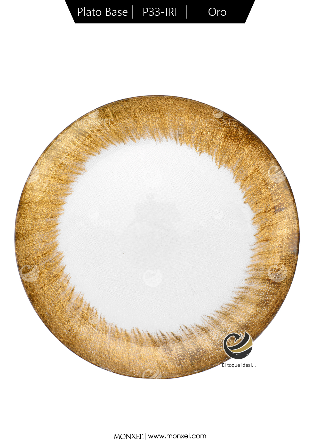 Plato Base P33-IRI Oro 33cm (Cristal)
