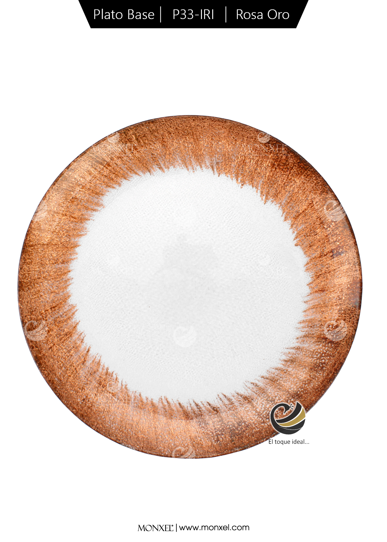 Plato Base P33-IRI Rosa Oro 33cm (Cristal)