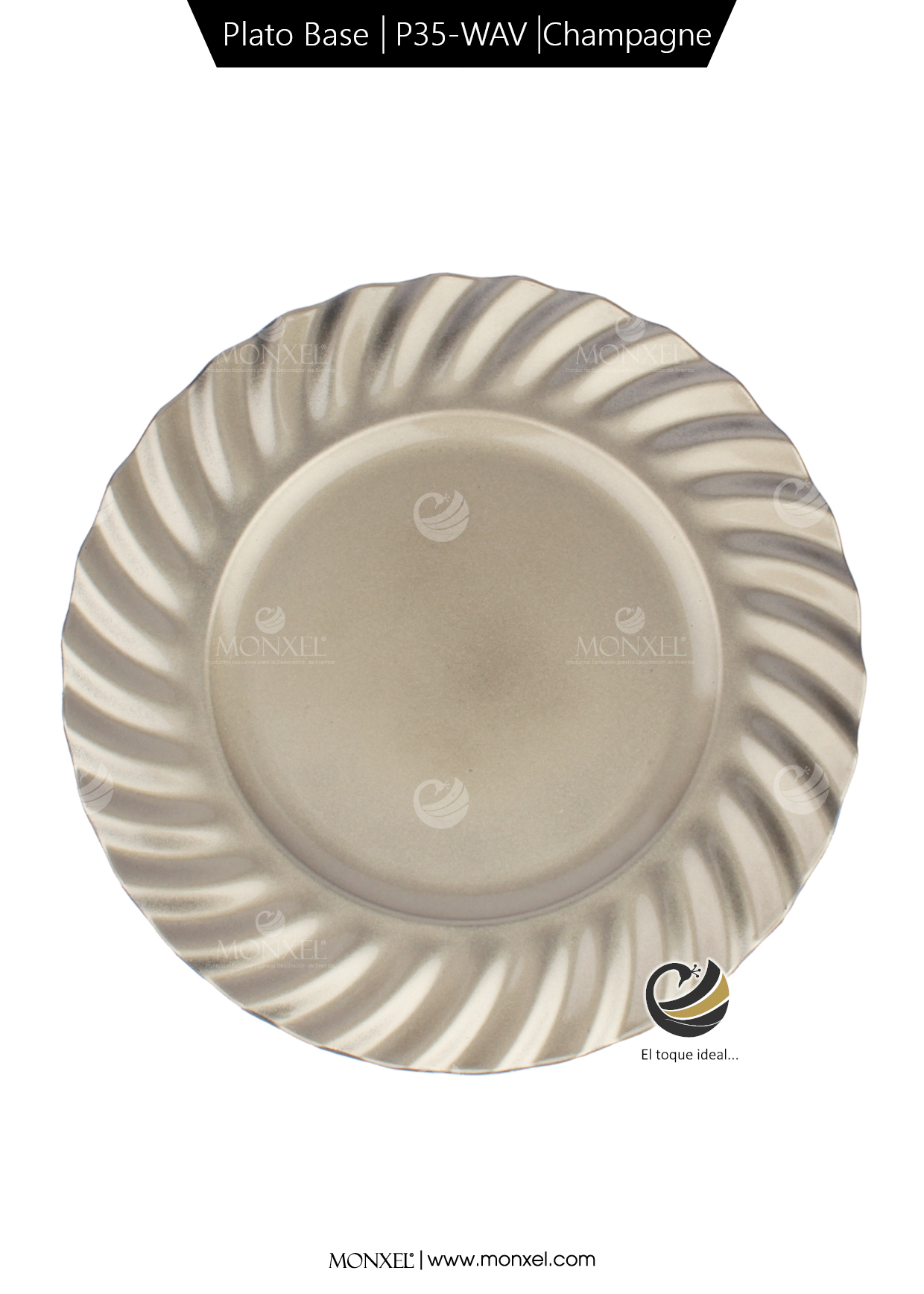 Plato Base P35-WAV Champagne 33 cm. (Polipropileno)