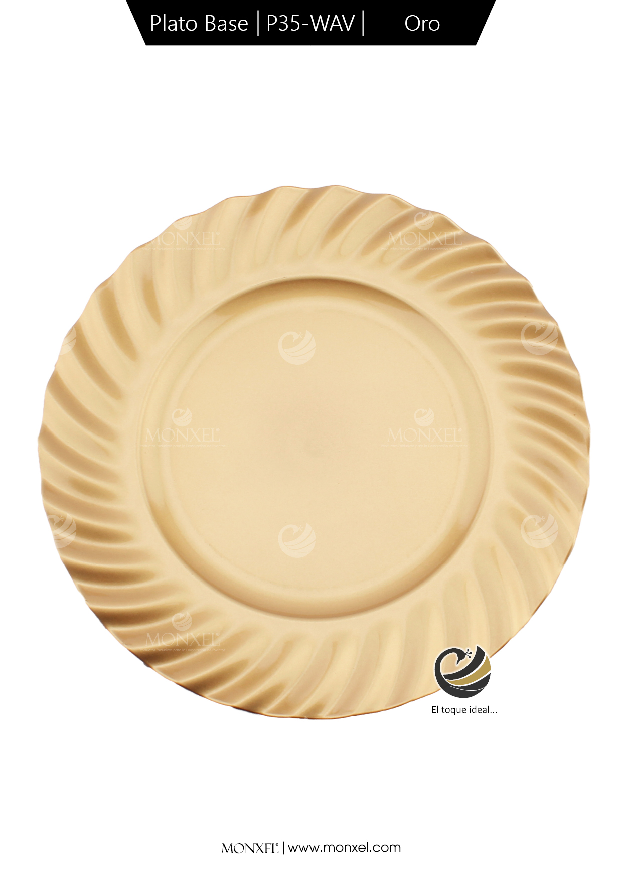 Plato Base P35-WAV Oro 33 cm. (Polipropileno)