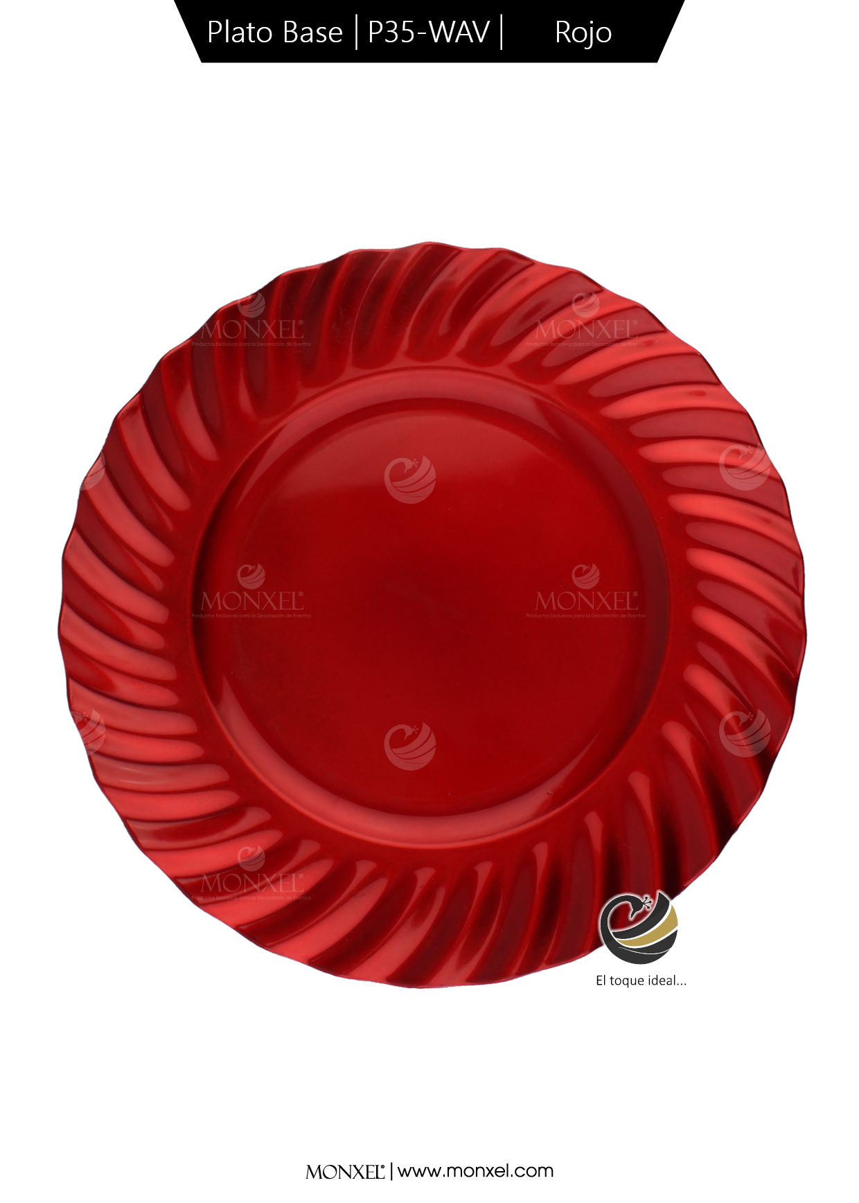 Plato Base P35-WAV Rojo 33 cm. (Polipropileno)