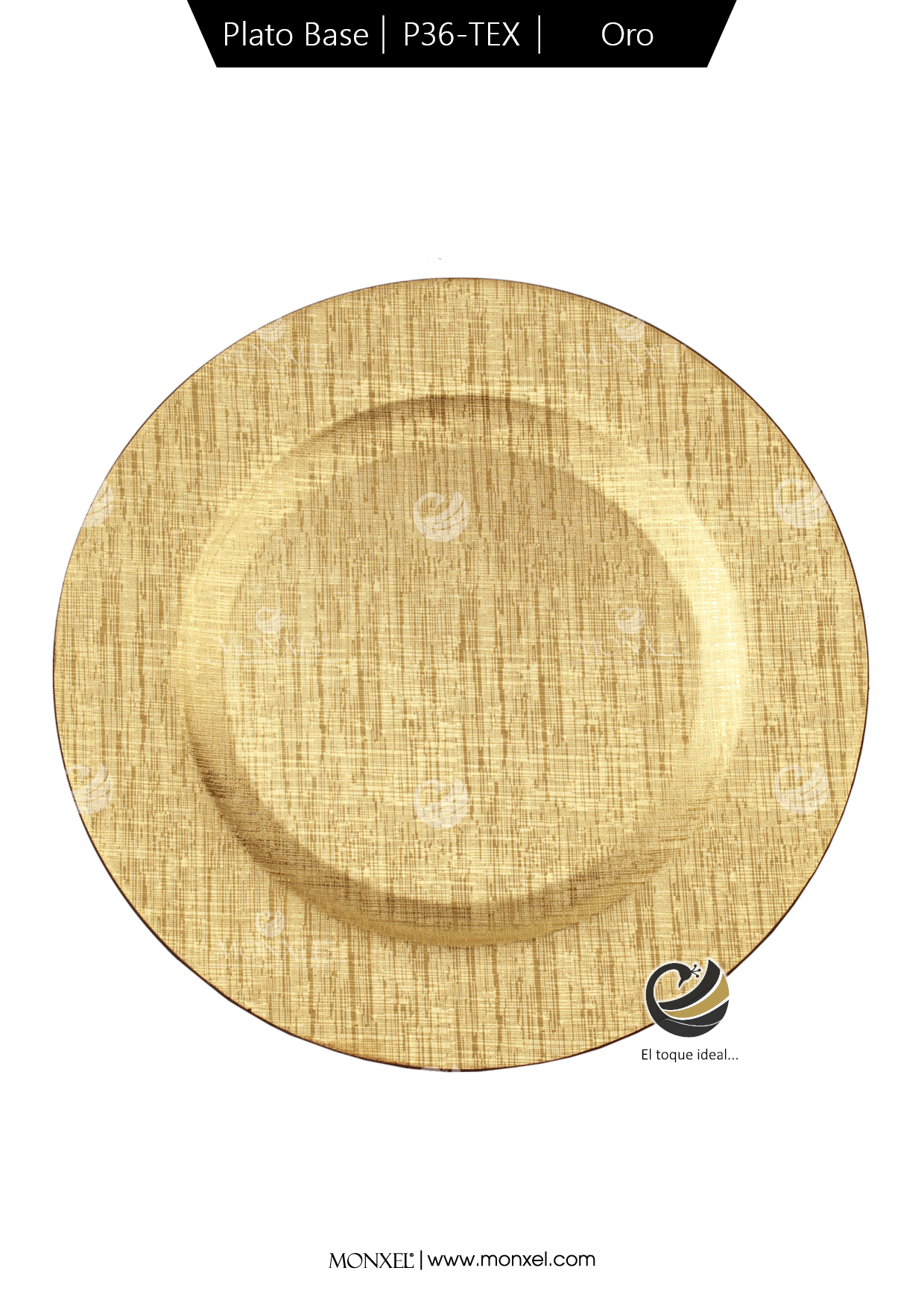 Plato Base P36-TEX Oro 33 cm. (Polipropileno)