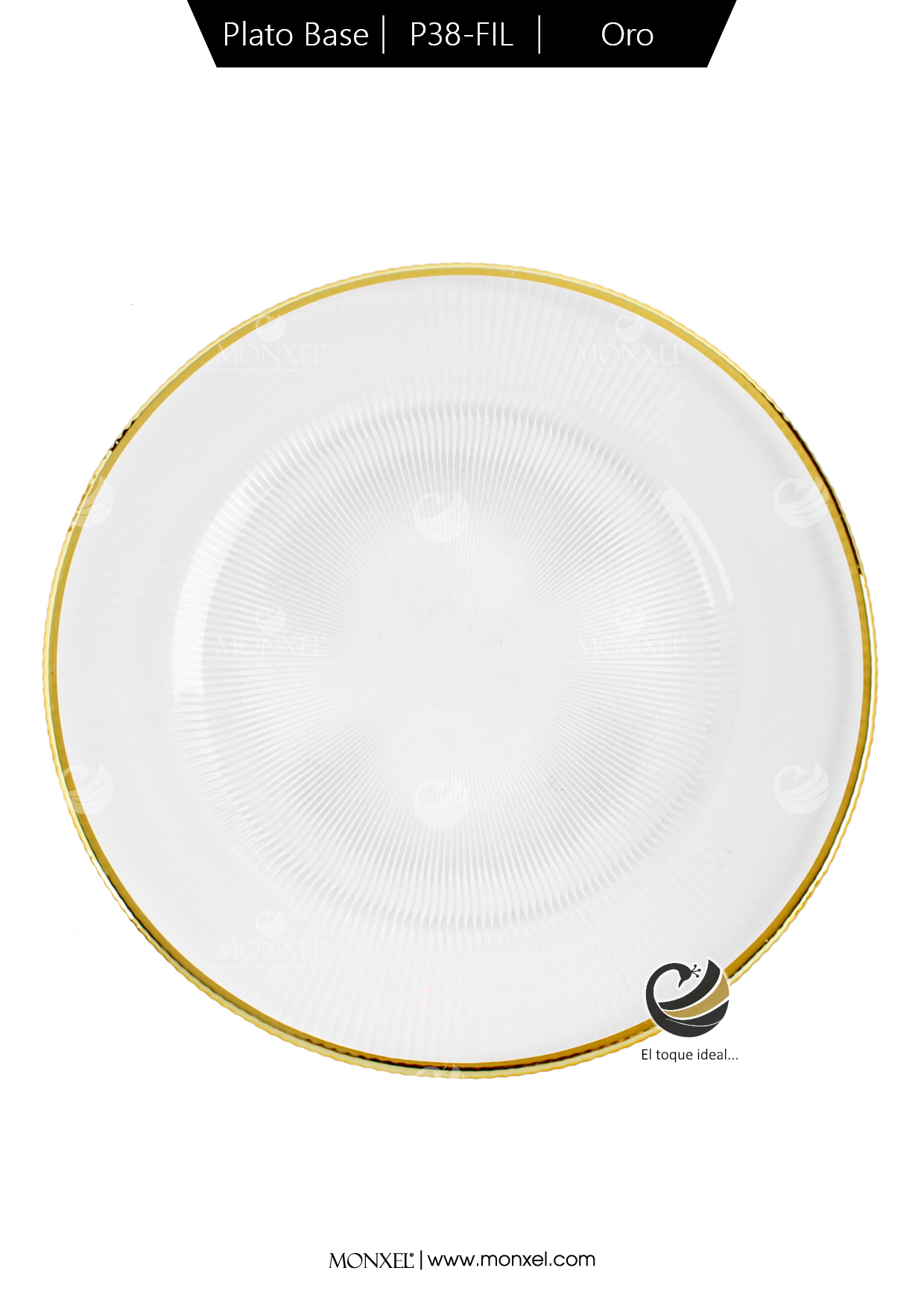 Plato Base P38-FIL Oro 33cm (Cristal)