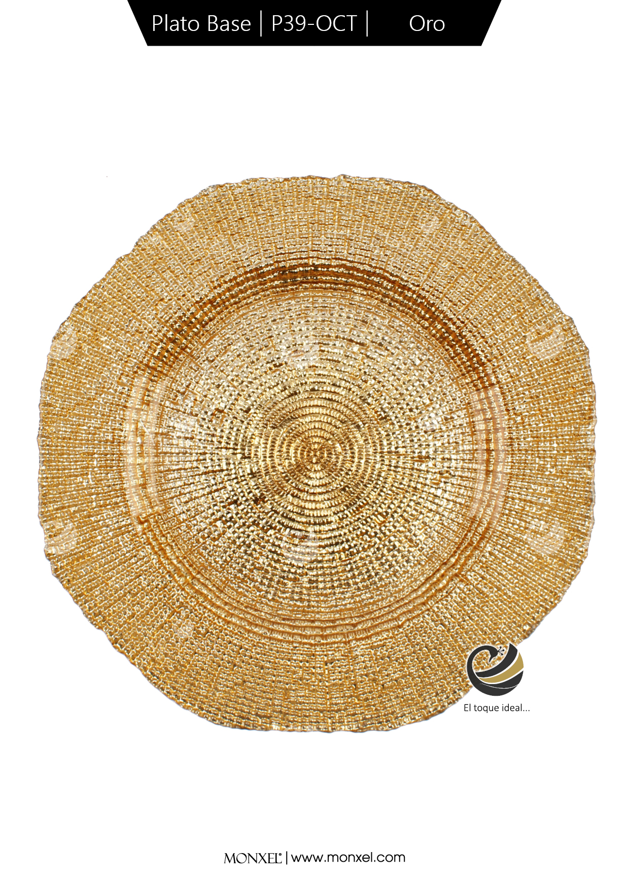Plato Base P39-OCT Oro 33cm (Cristal)