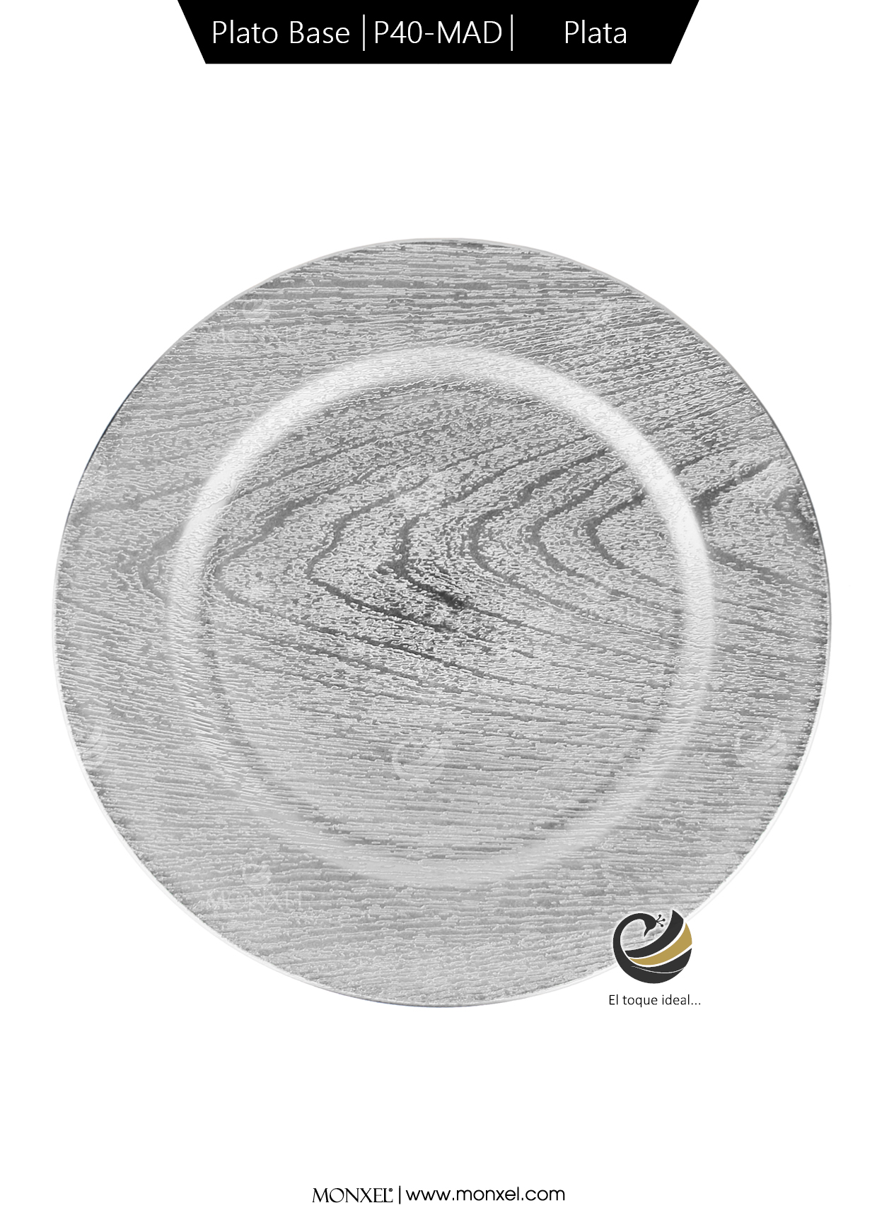Plato Base P40-MAD Plata 33 cm. (Polipropileno)