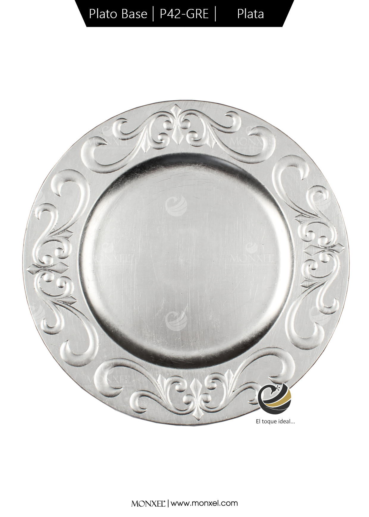 Plato Base P42-GRE Plata 33 cm. (Polipropileno)