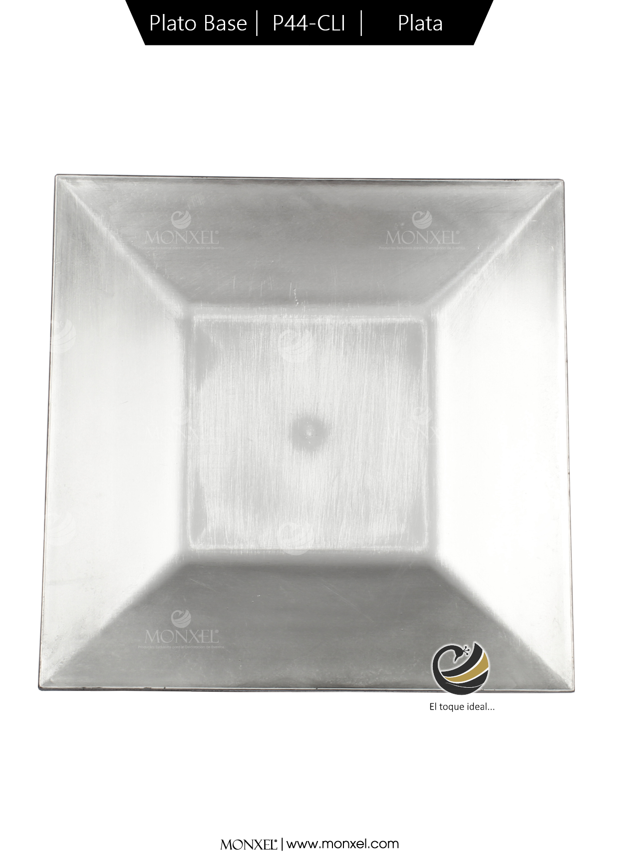 Plato Base P44-CLI Plata 33x33 cm. (Polipropileno)