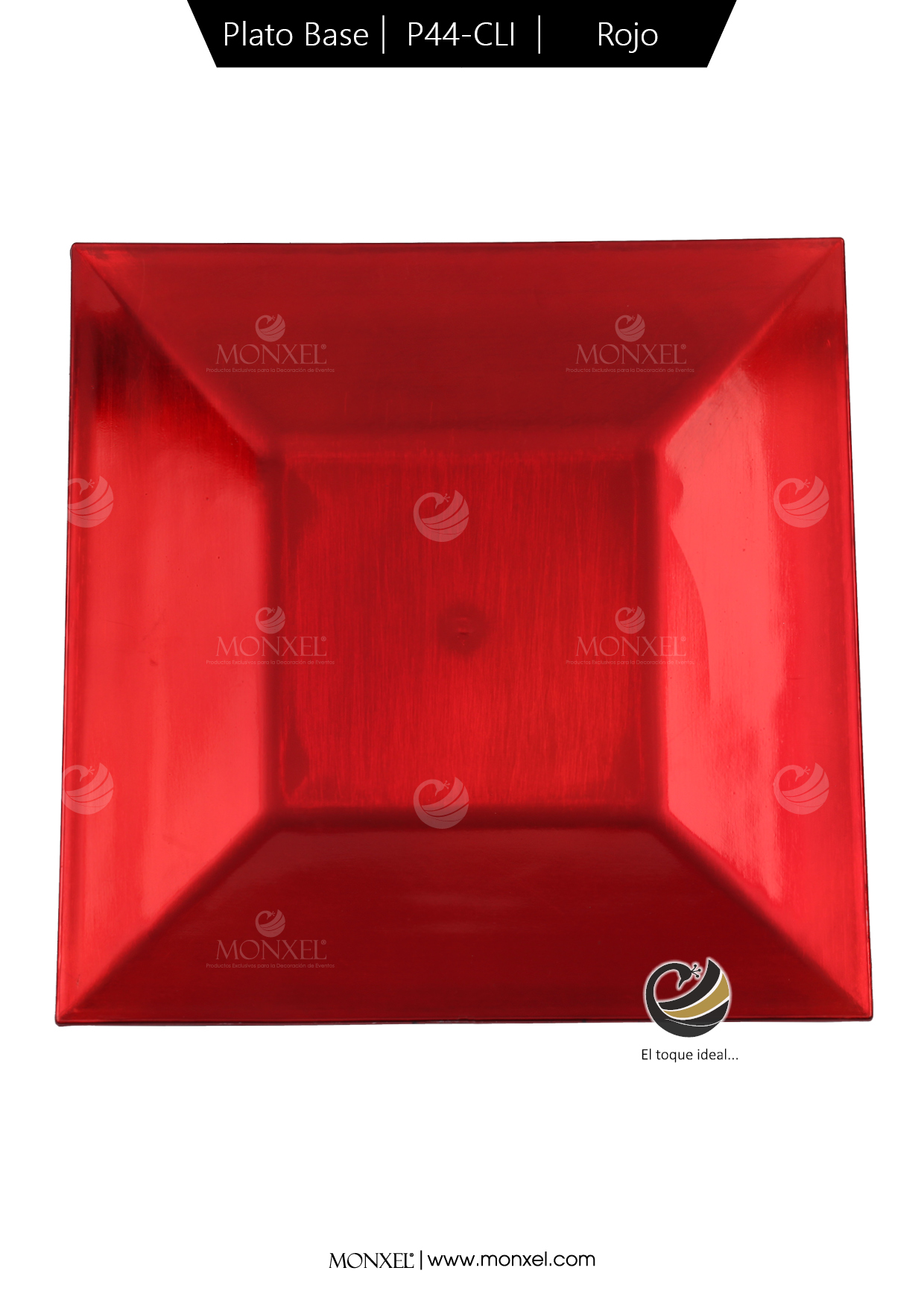 Plato Base P44-CLI Rojo 33x33 cm. (Polipropileno)