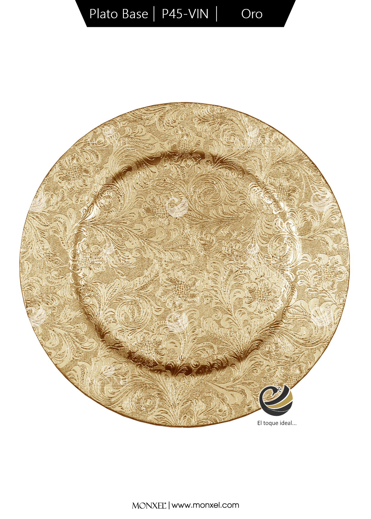 Plato Base P45-VIN Oro 33 cm. (Polipropileno)