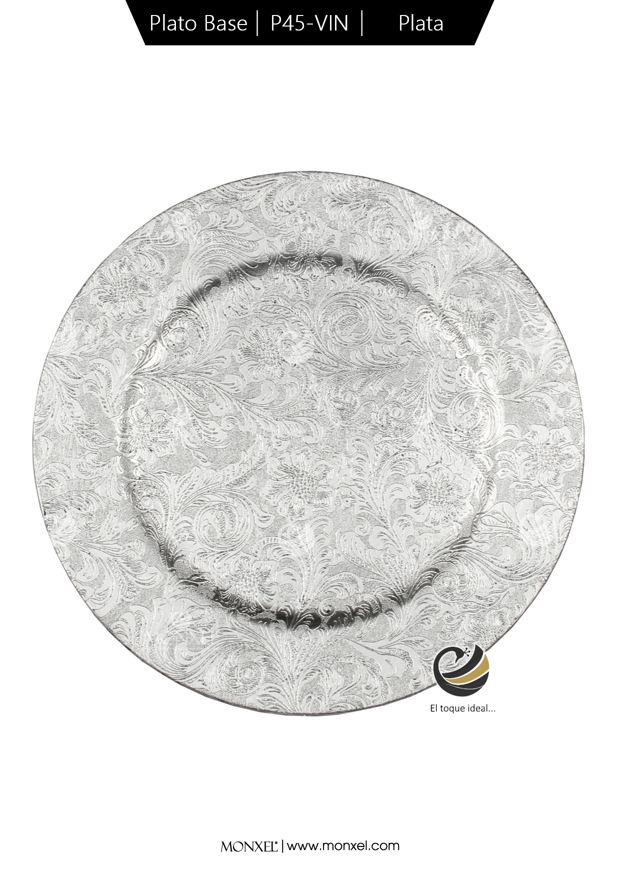 Plato Base P45-VIN Plata 33 cm. (Polipropileno)