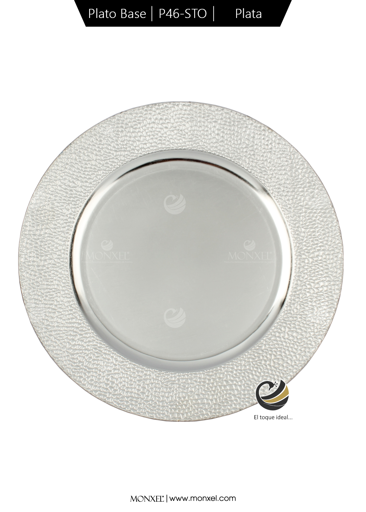 Plato Base P46-STO Plata 33 cm. (Polipropileno)