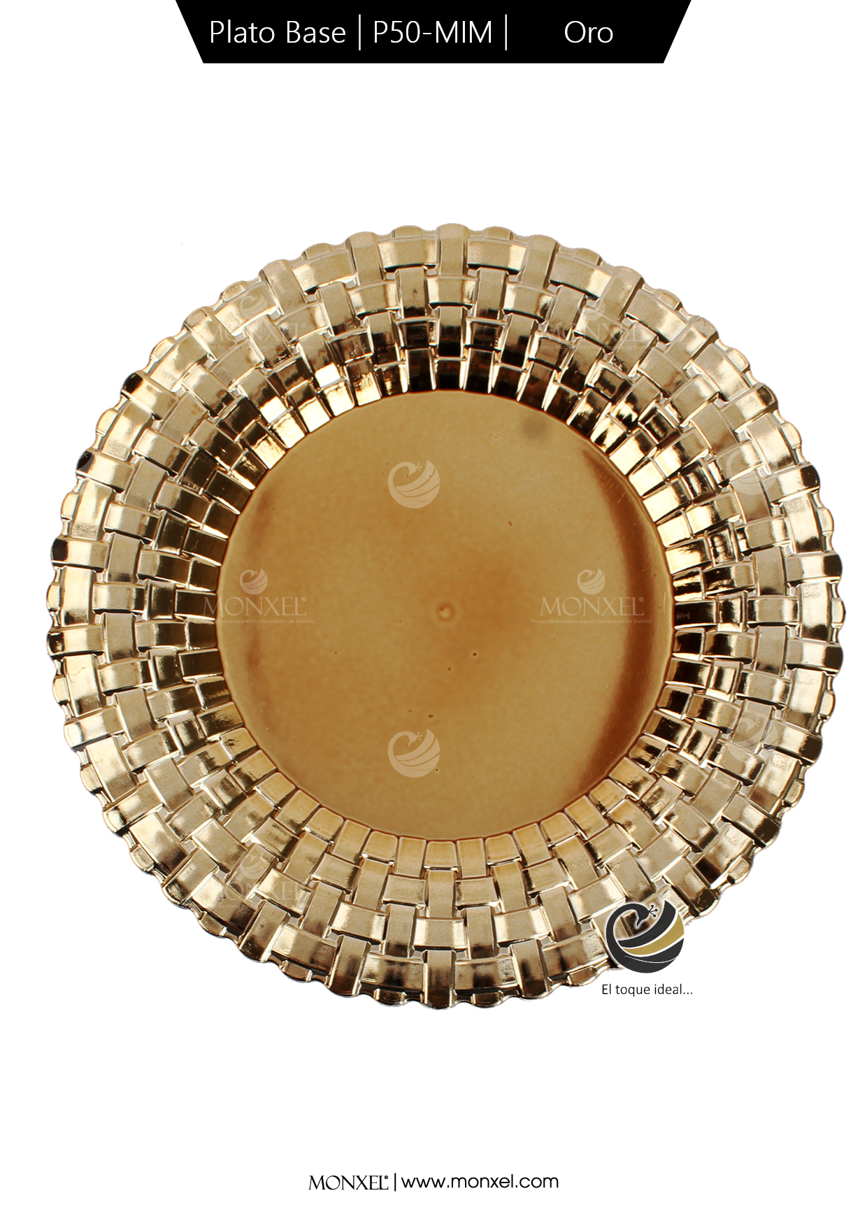Plato Base P50-MIM Oro 33 cm. (Polipropileno)
