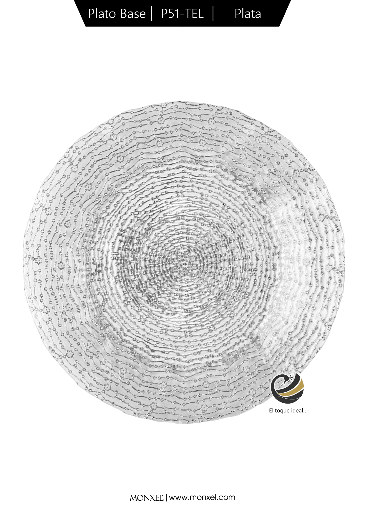 Plato Base P51-TEL Plata 33cm (Cristal)