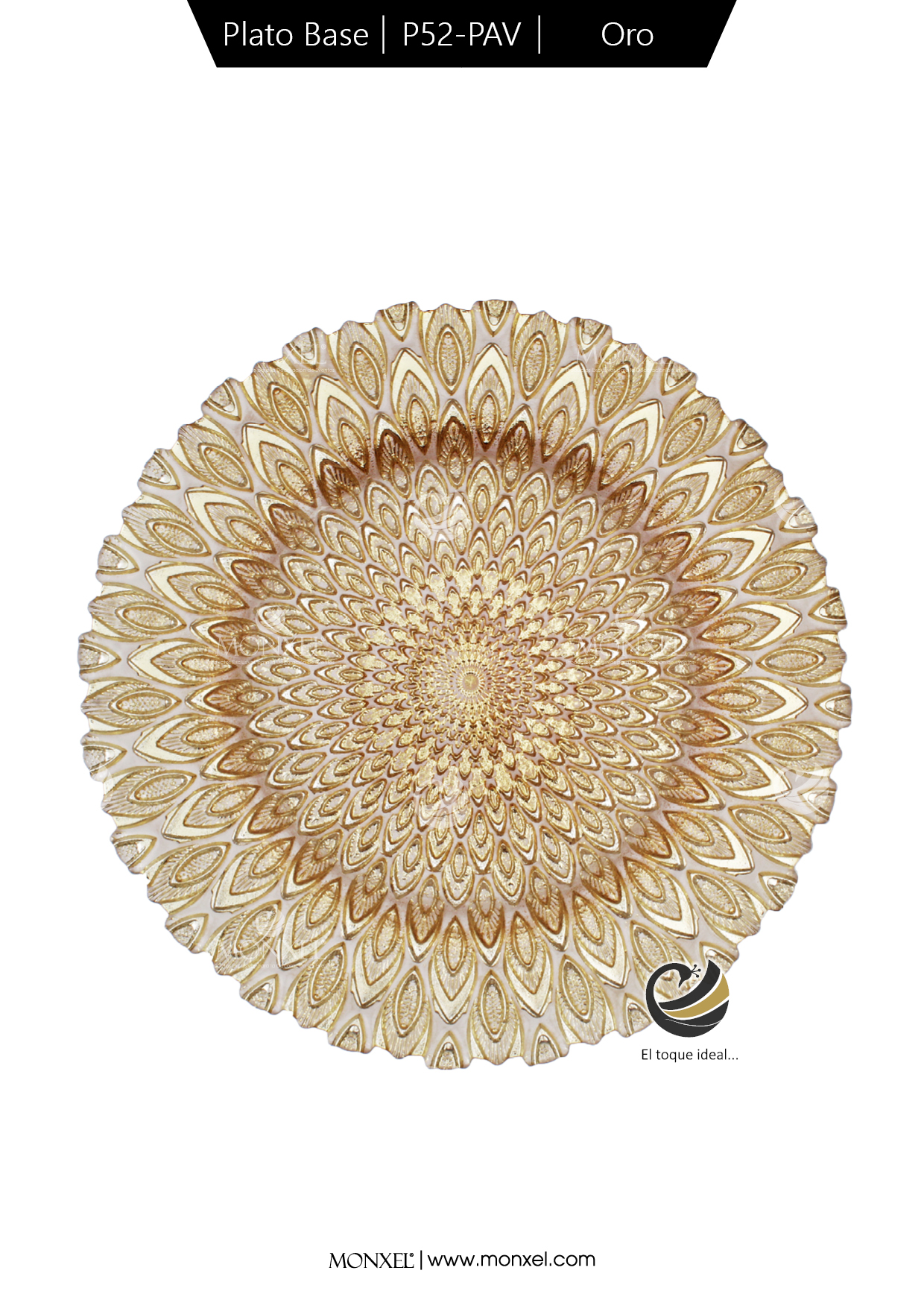 Plato Base P52-PAV Oro 33cm (Cristal)
