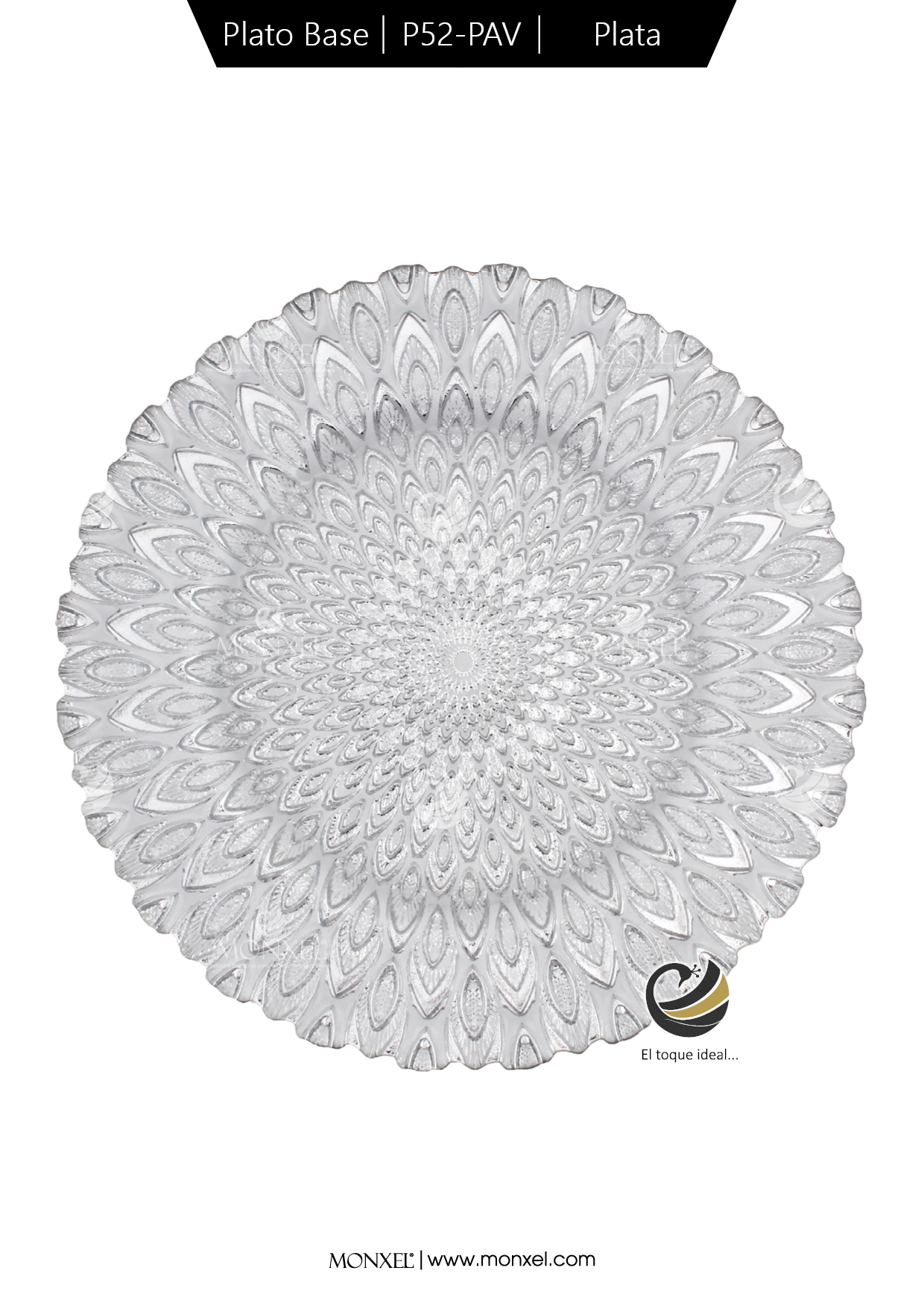Plato Base P52-PAV Plata 33cm (Cristal)