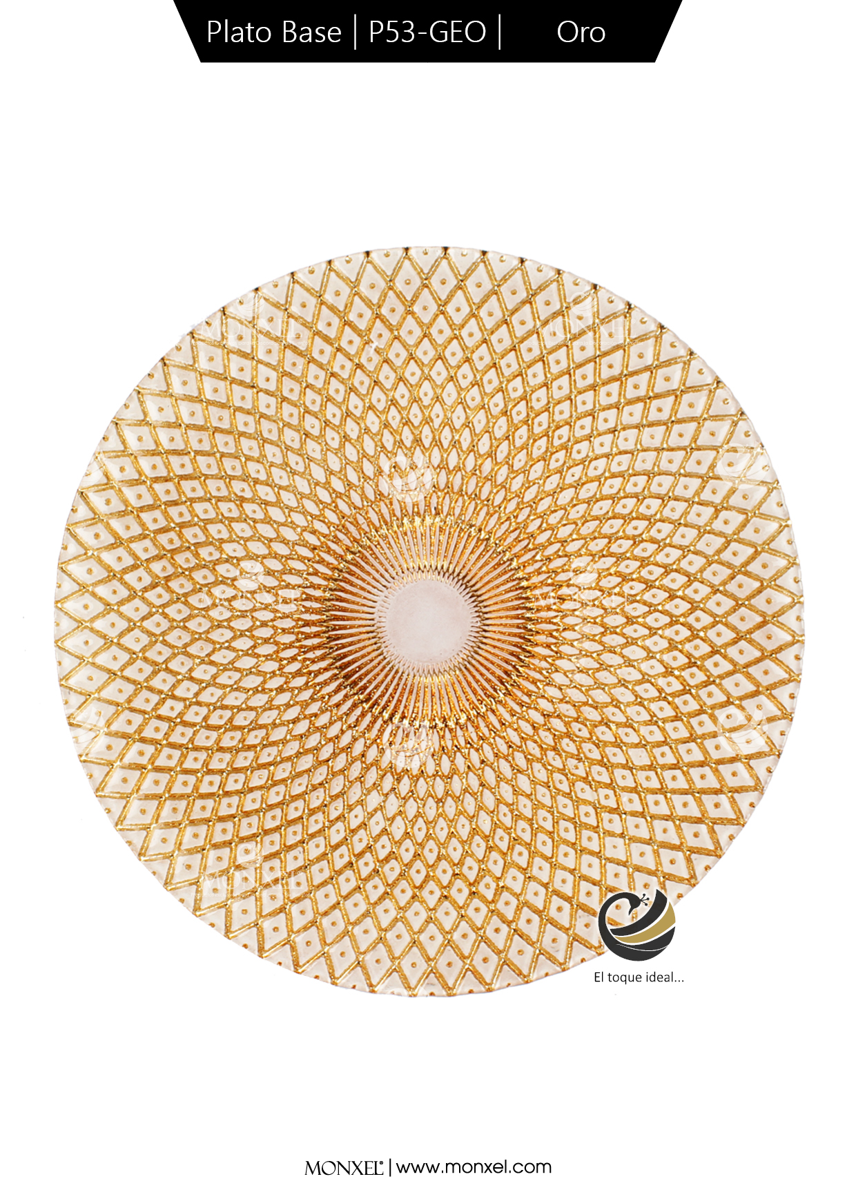 Plato Base P53-GEO Oro 33cm (Cristal)