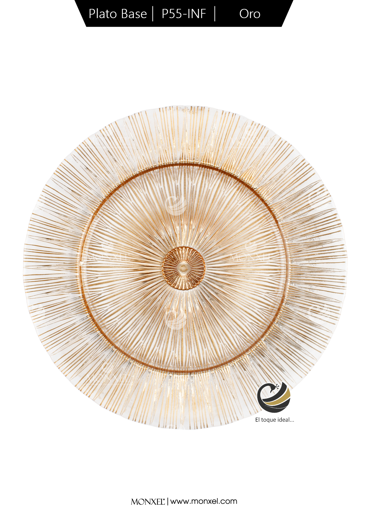 Plato Base P55-INF Oro 33cm (Cristal)