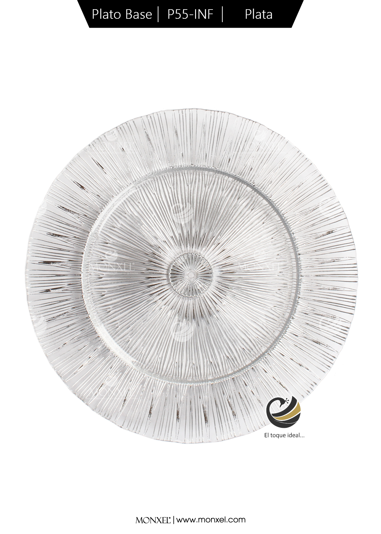Plato Base P55-INF Plata 33cm (Cristal)