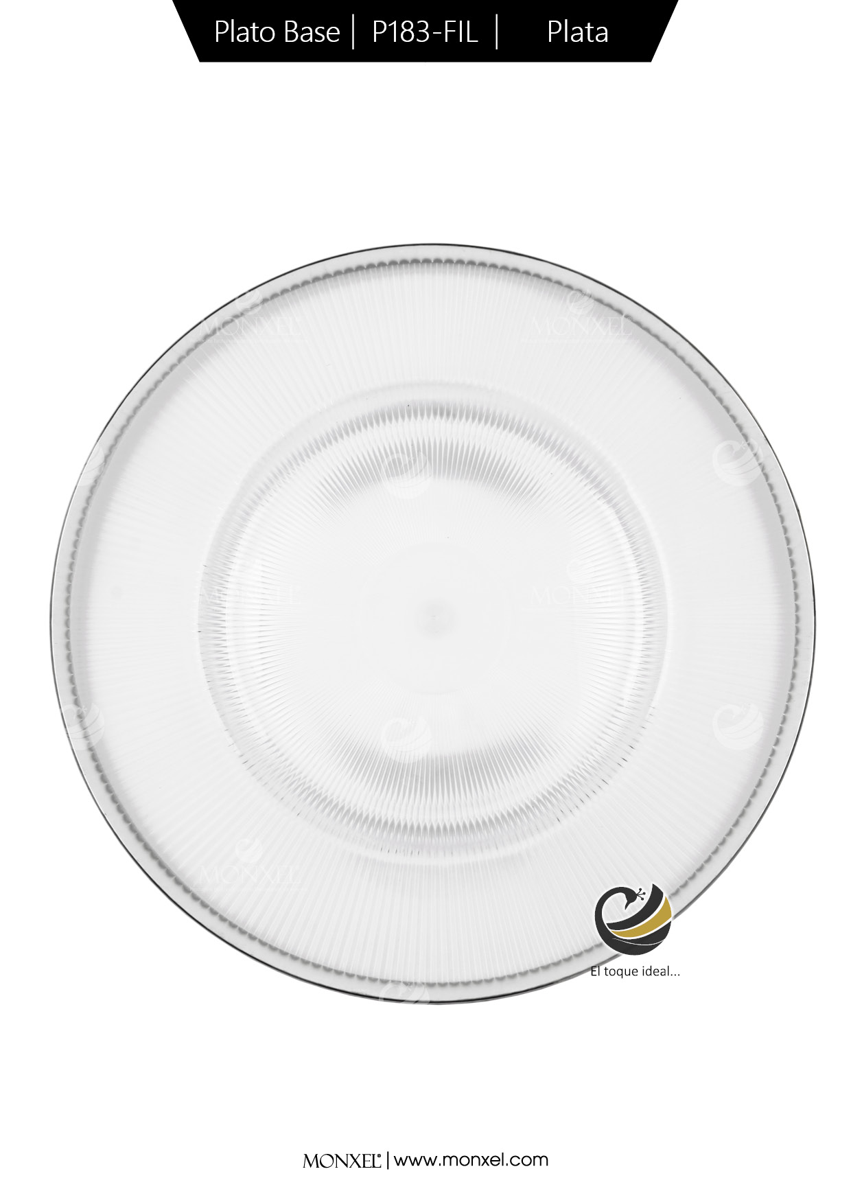 Plato Base P183-FIL Plata 33 cm. (Acrílico)