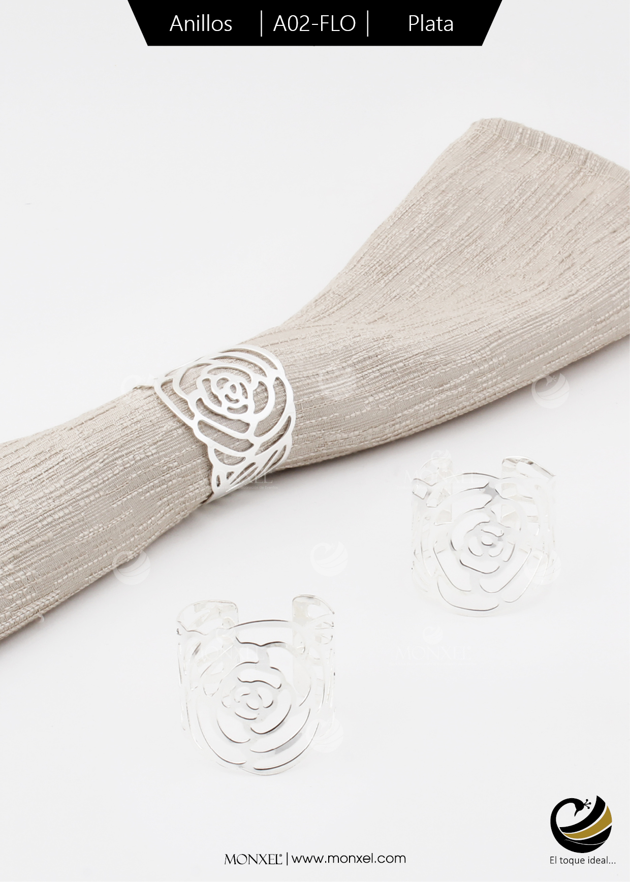 Anillos A02-FLO Plata (Acero Inoxidable)
