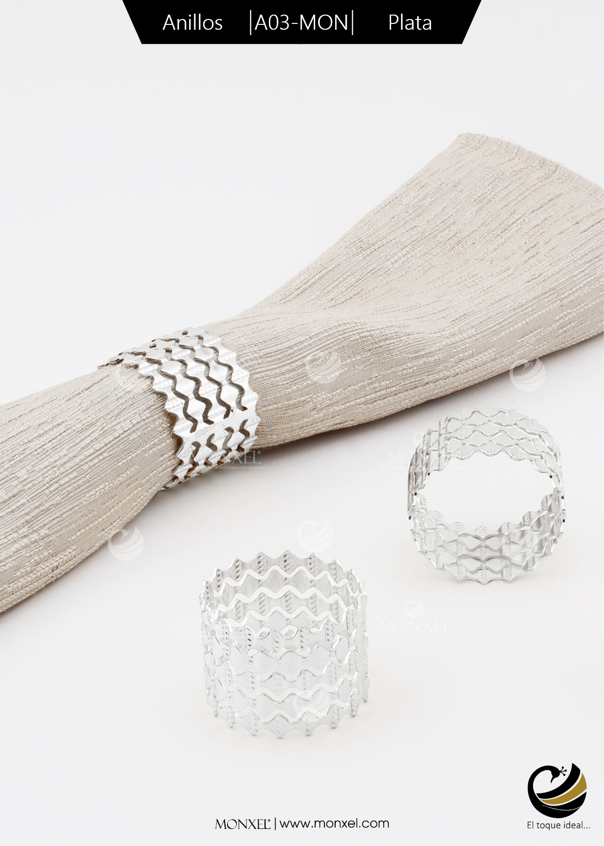 Anillos A03-MON Plata (Acero Inoxidable)