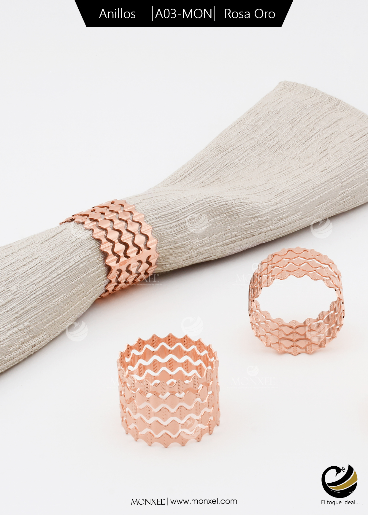 Anillos A03-MON Rosa Oro (Acero Inoxidable)
