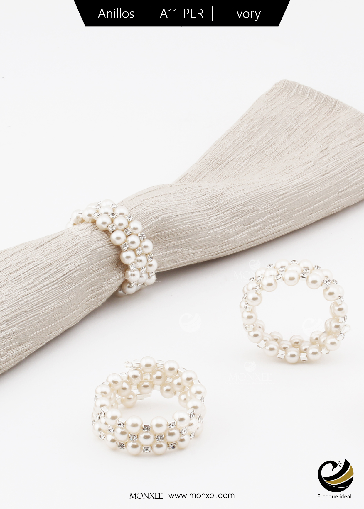 Anillos A11-PER Ivory (Acero Inoxidable-Acrílico)