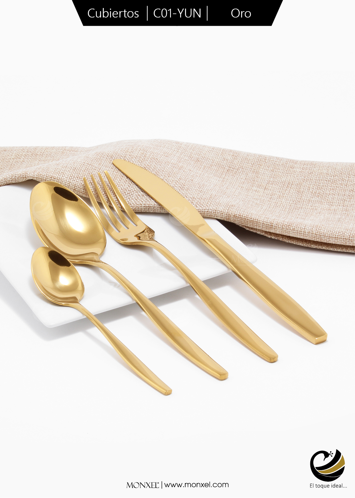 Cubiertos C01-YUN Oro Set 4pz (Acero Inoxidable)