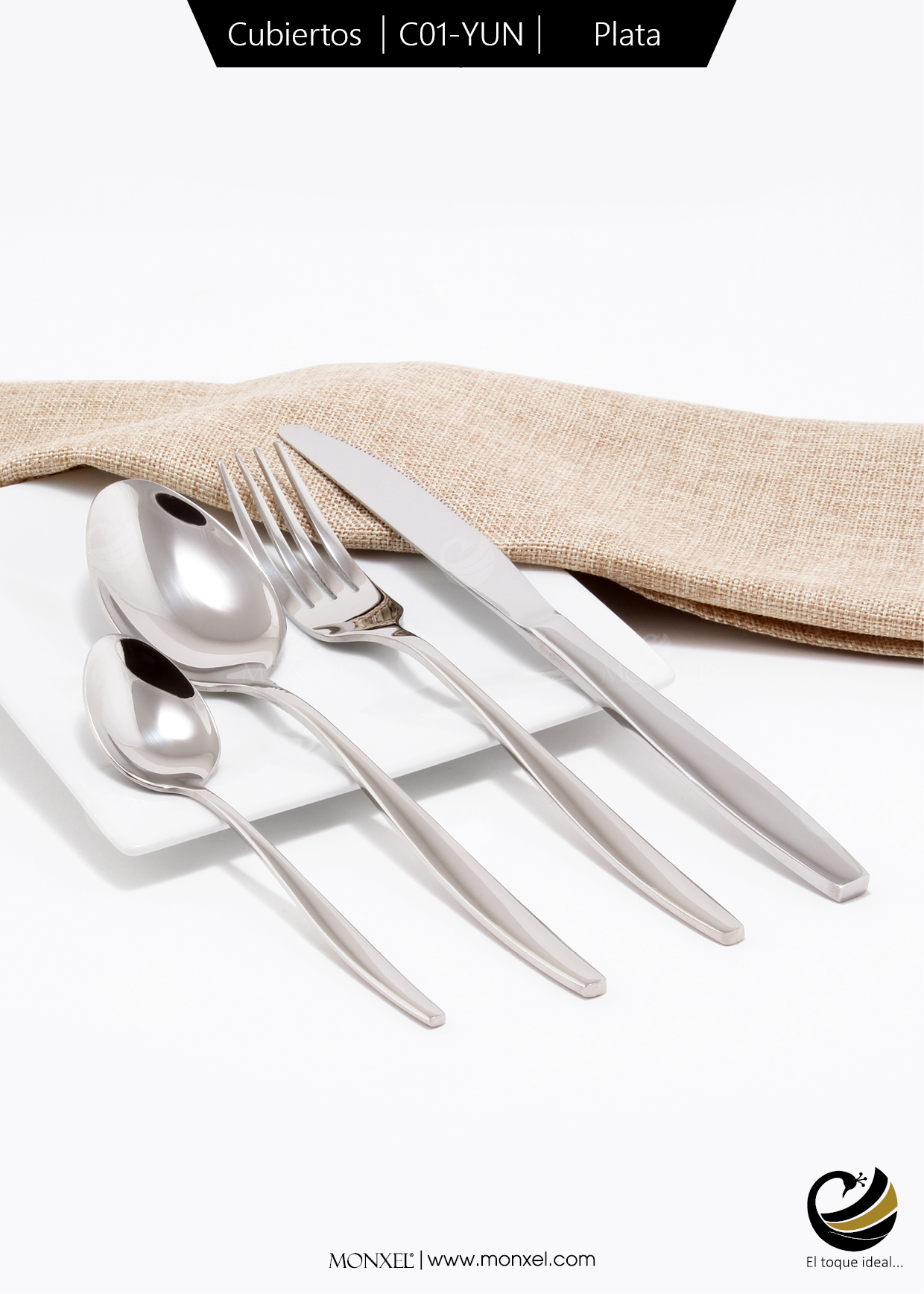 Cubiertos C01-YUN Plata Set 4pz (Acero Inoxidable)