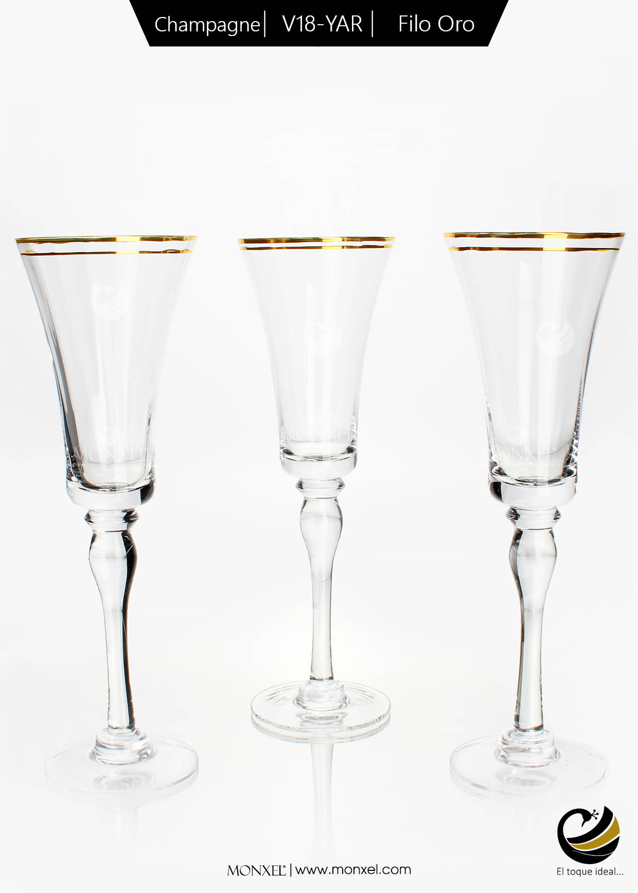 Copas Champagne V18-YAR Filo Oro (Cristal)