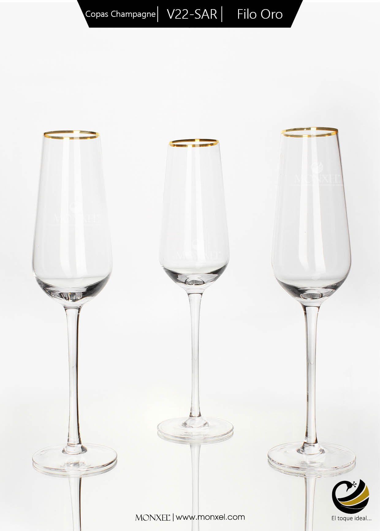 Copas Champagne V22-SAR Filo Oro (Cristal)