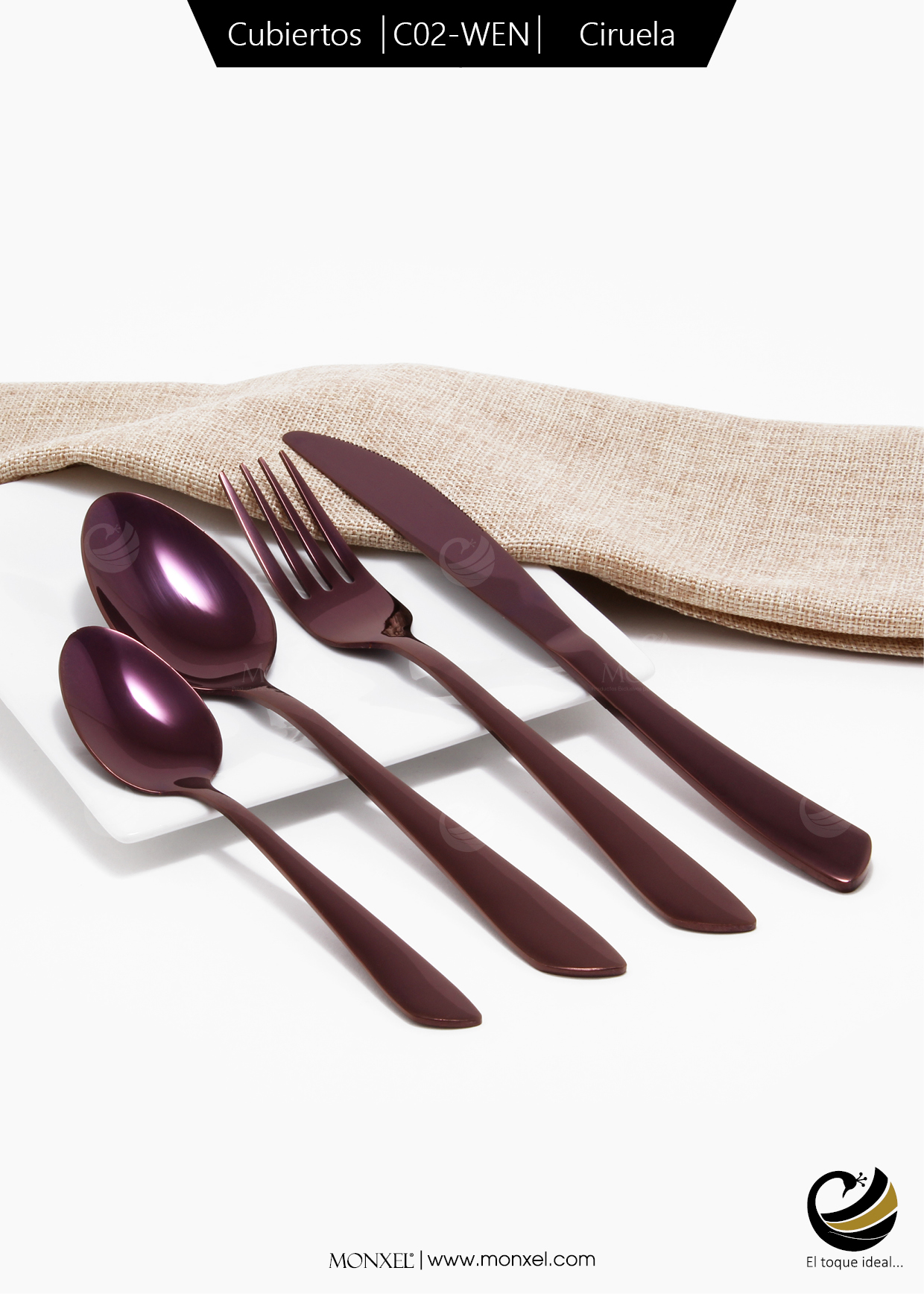 Cubiertos C02-WEN Ciruela Set 4pz (Acero Inoxidable)