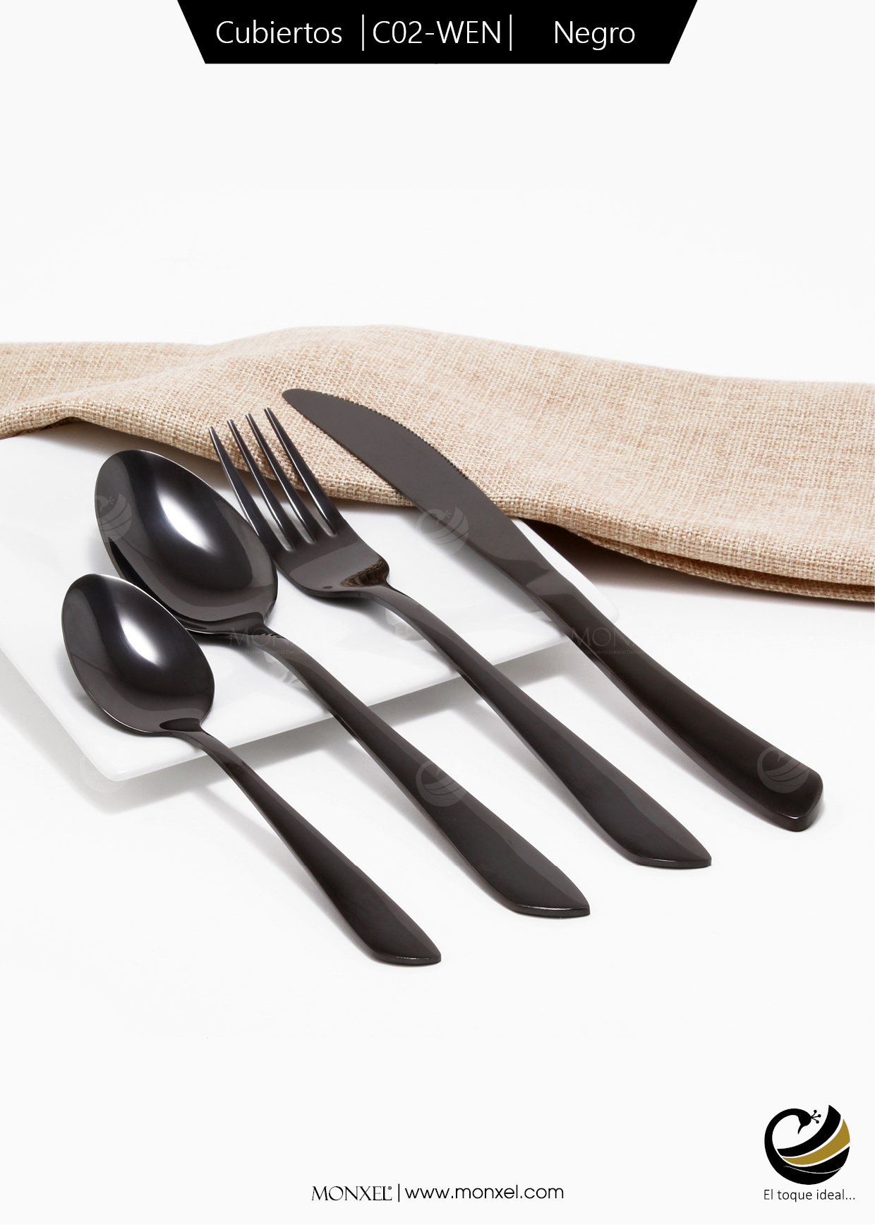 Cubiertos C02-WEN Negro Set 4pz (Acero Inoxidable)