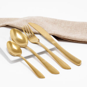 Cubiertos C02-WEN Oro Set 4pz (Acero Inoxidable)