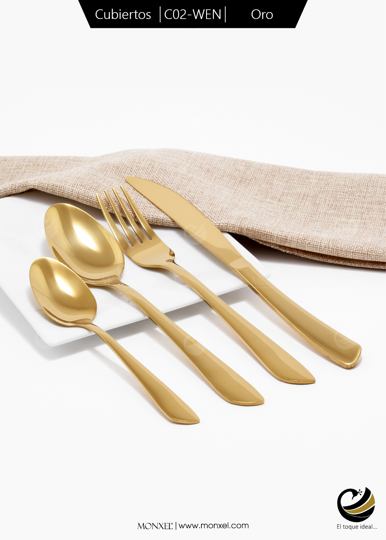Cubiertos C02-WEN Oro Set 4pz (Acero Inoxidable)