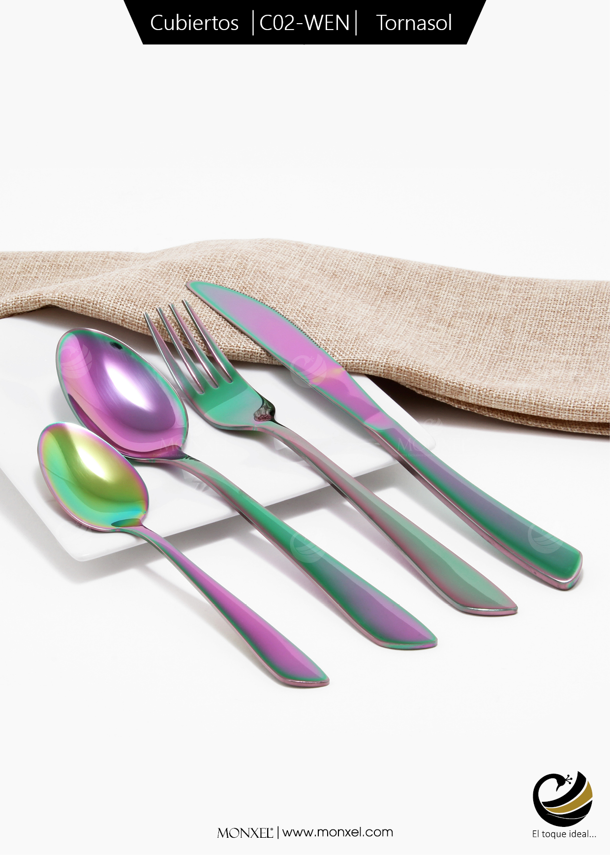 Cubiertos C02-WEN Tornasol Set 4pz (Acero Inoxidable)