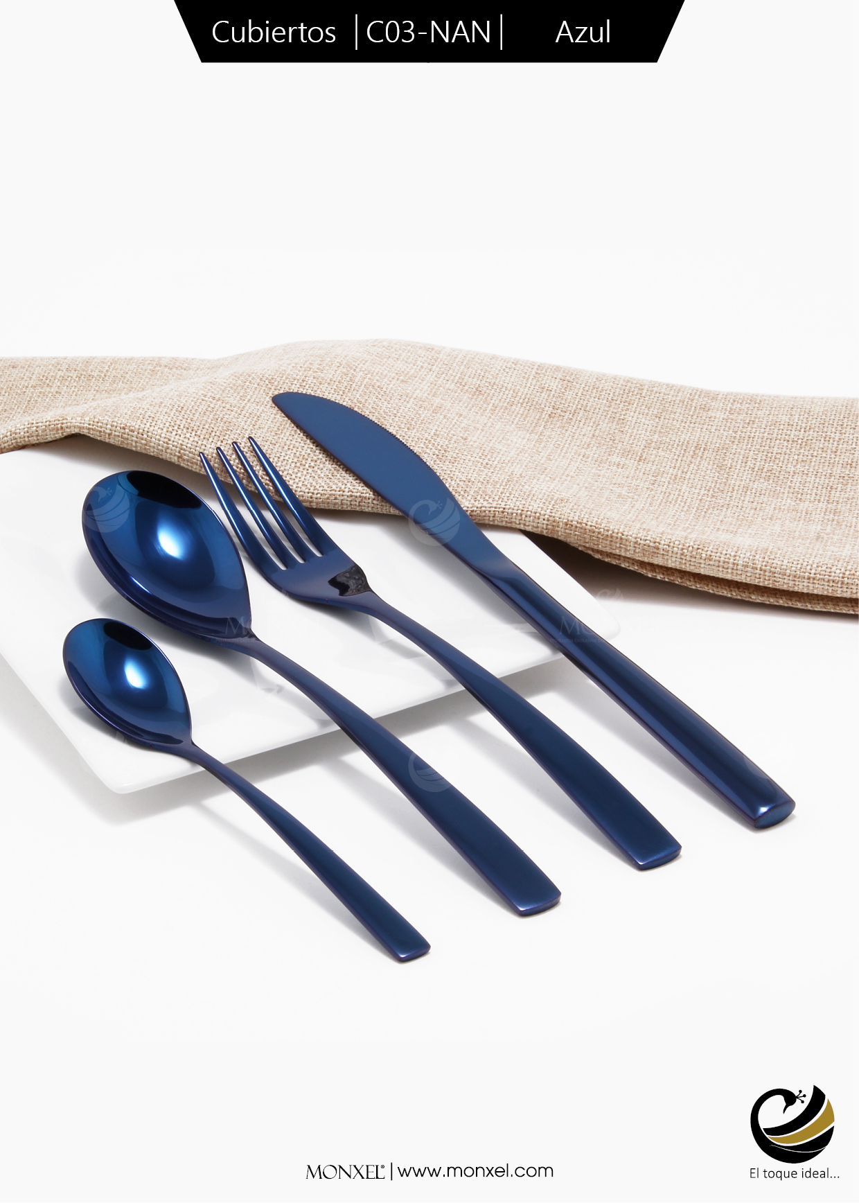 Cubiertos C03-NAN Azul Set 4pz (Acero Inoxidable)