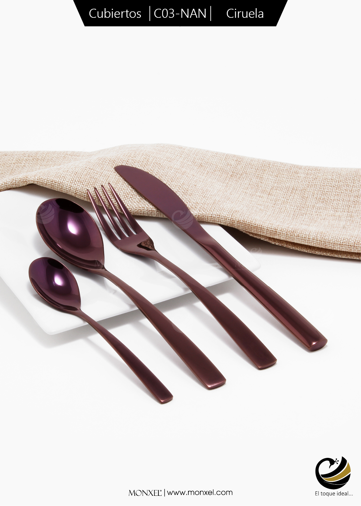 Cubiertos C03-NAN Ciruela Set 4pz (Acero Inoxidable)