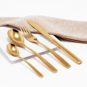 Cubiertos C03-NAN Oro Set 4pz (Acero Inoxidable)